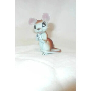 Mouse Vintage Miniature Blue Figurine, fairy‎ garden, Diorama, Japan, bone china